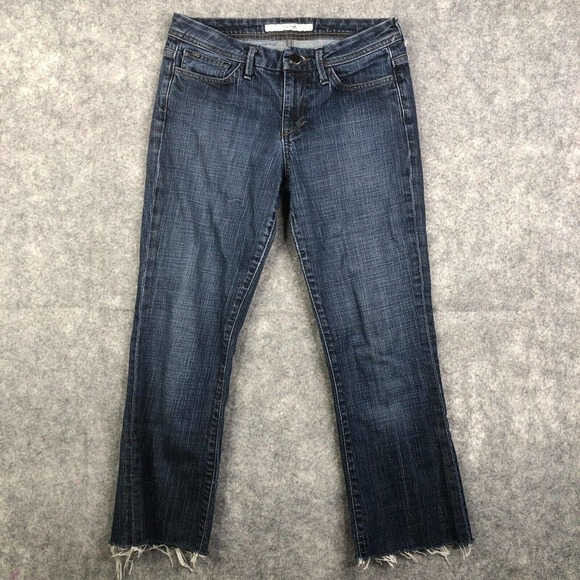 Joes Jeans Cropped W26 Fray Hem Low Rise Medium Wash Denim Stretch - Picture 1 of 13